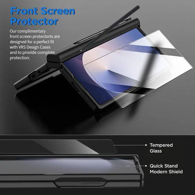Alt view image 6 of 7 - SZYG for Samsung Galaxy Z Fold7 5G Case Black Shockproof Heavy Duty Hinge Protection Phone Cover Built-in Tempered Glass Screen Protector Rugged Military Full Body Protective Case with Pen Holder