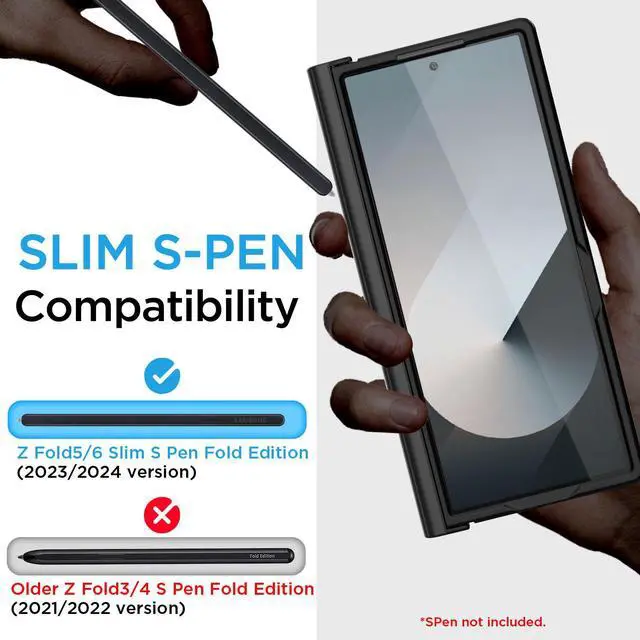 Alt view image 2 of 7 - SZYG for Samsung Galaxy Z Fold7 5G Case Black Shockproof Heavy Duty Hinge Protection Phone Cover Built-in Tempered Glass Screen Protector Rugged Military Full Body Protective Case with Pen Holder