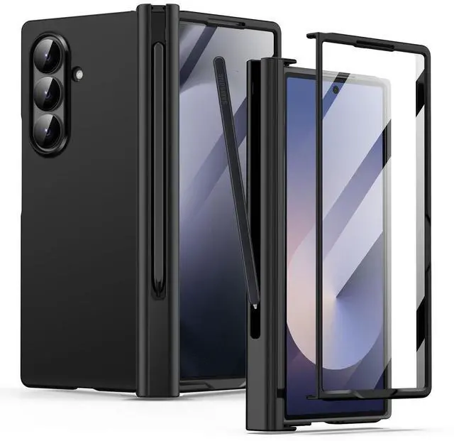 Main image of SZYG for Samsung Galaxy Z Fold7 5G Case Black Shockproof Heavy Duty Hinge Protection Phone Cover Built-in Tempered Glass Screen Protector Rugged Military Full Body Protective Case with Pen Holder