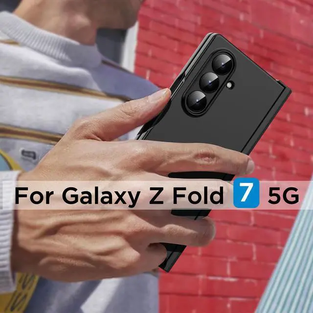 Alt view image 7 of 7 - SZYG for Samsung Galaxy Z Fold7 5G Case Black Shockproof Heavy Duty Hinge Protection Phone Cover Built-in Tempered Glass Screen Protector Rugged Military Full Body Protective Case with Pen Holder