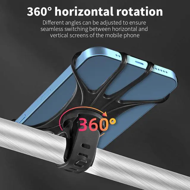 Alt view image 4 of 7 - SZYG 2 Pack Silicone Bicycle Bike Motorcycle Holder 360° Phone Mount Clamp For iPhone 16 15 14 13 12 Pro Max Samsung Galaxy S25 S24 S23 S22 Ultra Fits Universal Phones in 6.9 in