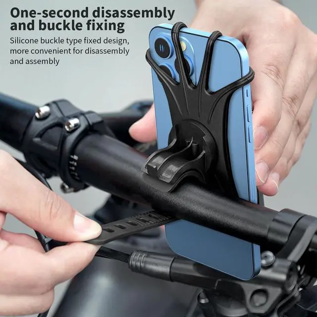Alt view image 2 of 7 - SZYG 2 Pack Silicone Bicycle Bike Motorcycle Holder 360° Phone Mount Clamp For iPhone 16 15 14 13 12 Pro Max Samsung Galaxy S25 S24 S23 S22 Ultra Fits Universal Phones in 6.9 in
