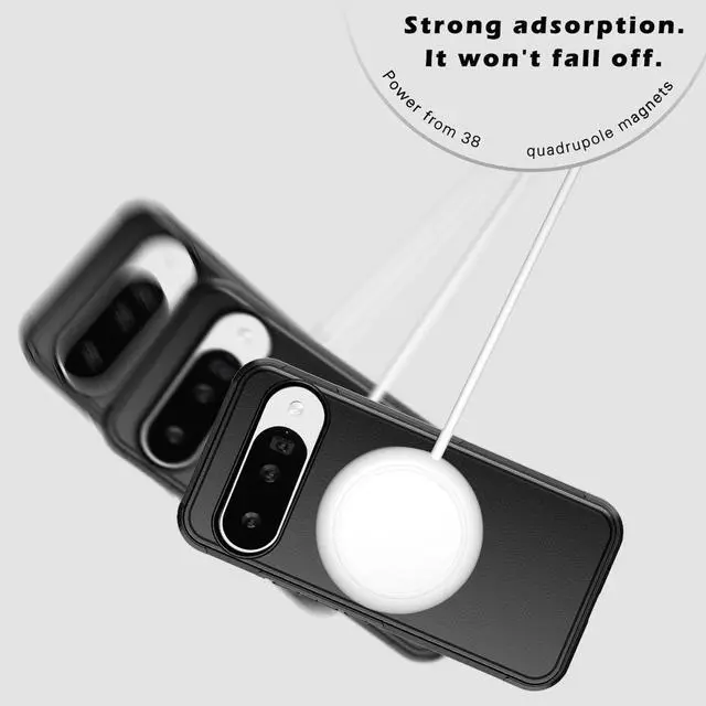 Alt view image 3 of 7 - SZYG for Google Pixel 10/Pixel 10 Pro Case MagSafe Magnetic Heavy Duty Shockproof Rugged Military-Grade Protection Phone Cover for Pixel 10/Pro 6.3 Inch 2025 Black