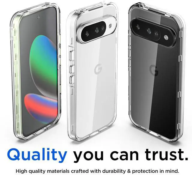 Alt view image 6 of 7 - SZYG for Google Pixel 10/Pixel 10 Pro Hard Clear Phone Case Shockproof Heavy Duty 3 Layers Military-Grade Protection Cover for Pixel 10/Pro 6.3 Inch 2025