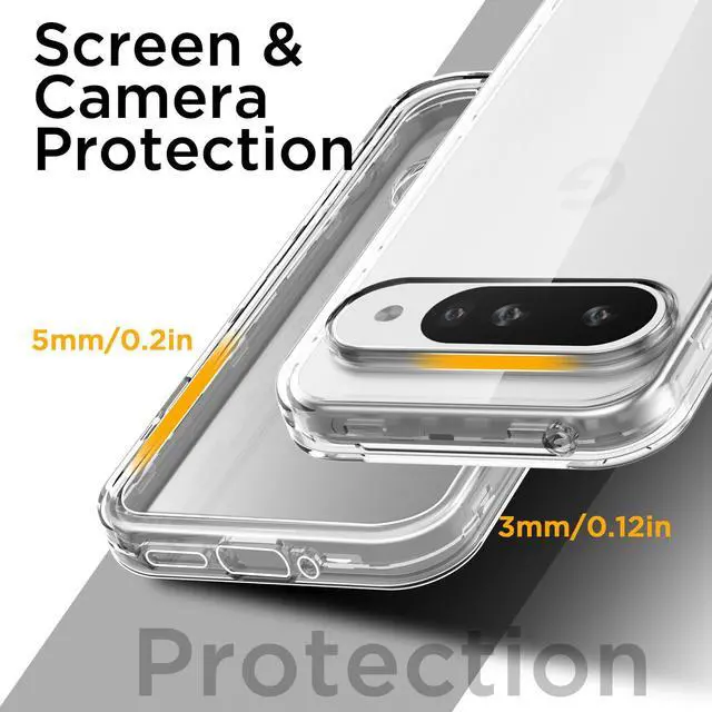 Alt view image 7 of 7 - SZYG for Google Pixel 10/Pixel 10 Pro Hard Clear Phone Case Shockproof Heavy Duty 3 Layers Military-Grade Protection Cover for Pixel 10/Pro 6.3 Inch 2025