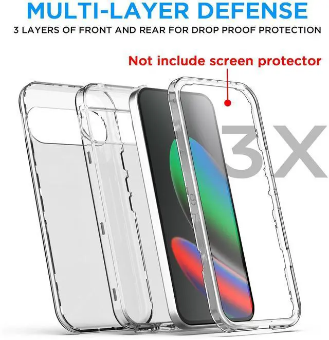 Alt view image 3 of 7 - SZYG for Google Pixel 10/Pixel 10 Pro Hard Clear Phone Case Shockproof Heavy Duty 3 Layers Military-Grade Protection Cover for Pixel 10/Pro 6.3 Inch 2025