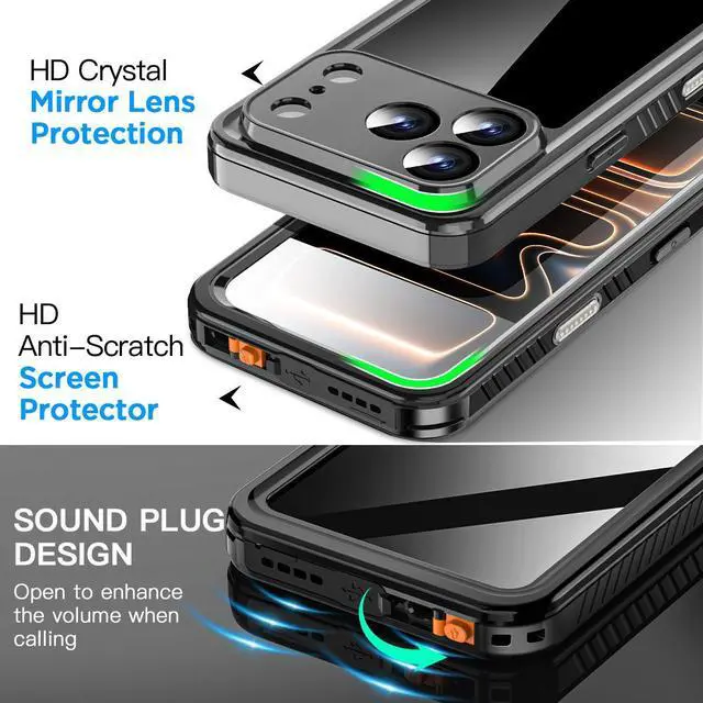 Alt view image 6 of 7 - SZYG Waterproof Case for Apple iPhone 17 Pro Max IP68 Waterproof Shockproof Case Built-in Screen Protector Rugged Full Body Protection Underwater Dustproof Heavy Duty Military Drop Proof Cover