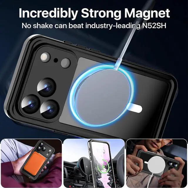 Alt view image 4 of 7 - SZYG for AppleiPhone 17 Pro Max Waterproof Shockproof MagSafe Magnetic Case Built-in Screen Protector Full Body Military Rugged Protection Underwater Dustproof Heavy Duty Drop Proof Cover