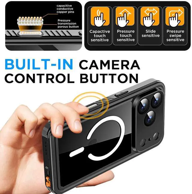 Alt view image 6 of 7 - SZYG for AppleiPhone 17 Pro Max Waterproof Shockproof MagSafe Magnetic Case Built-in Screen Protector Full Body Military Rugged Protection Underwater Dustproof Heavy Duty Drop Proof Cover