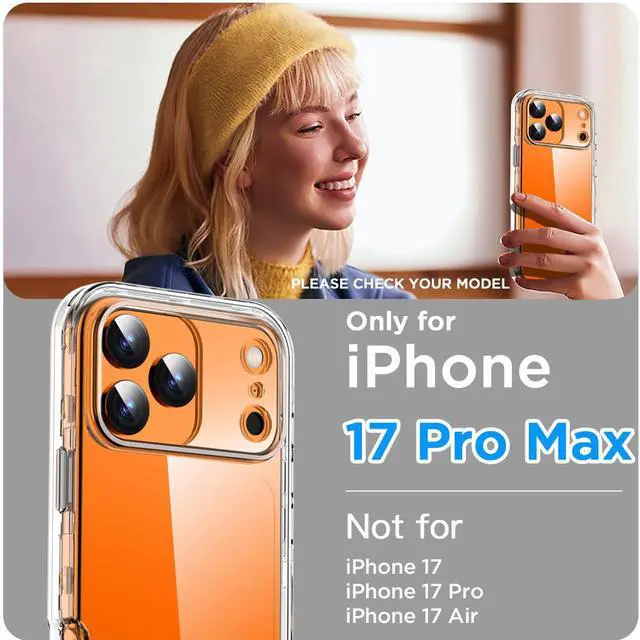 Alt view image 2 of 7 - SZYG for Apple iPhone 17 Pro Max Hard Clear Phone Case Shockproof Heavy Duty 3 Layers Military-Grade Protection Cover for iPhone 17 Pro Max 6.9 Inch 2025