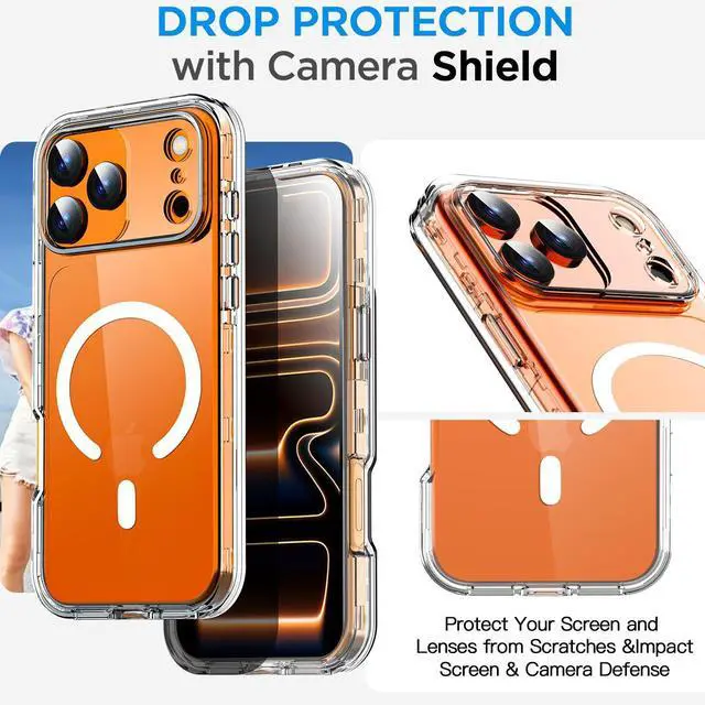 Alt view image 7 of 7 - SZYG for Apple iPhone 17 Pro Max Case Clear MagSafe Magnetic Shockproof Heavy Duty Protective Phone Cover Hard Back Military Case for iPhone 17 Pro Max 6.9 Inch 2025