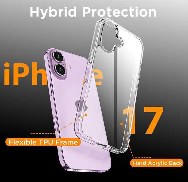 Alt view image 2 of 7 - SZYG Clear Case for Apple iPhone 17 Slim Phone Cover Shockproof Heavy Duty Bumper Back Protection Anti-yellowing Case for iPhone 17 6.1 Inch 2025