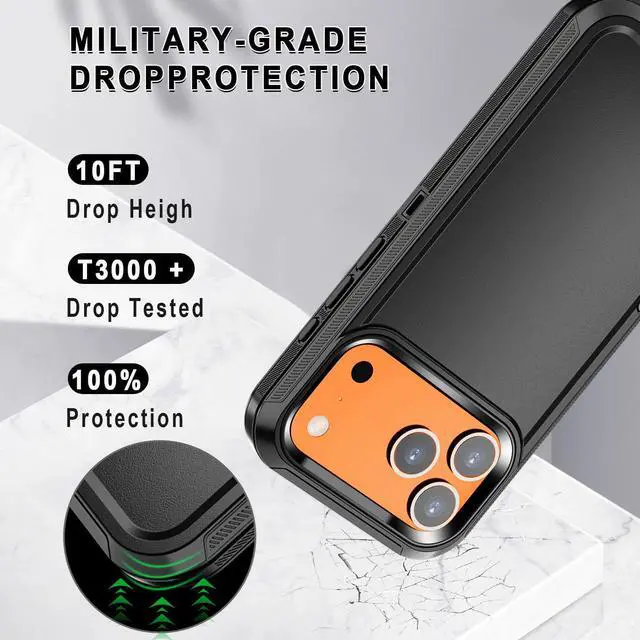 Alt view image 4 of 7 - SZYG for Apple iPhone 17 Pro Max Case Heavy Duty 3 in 1 Military Grade Drop Protection Rugged Shockproof Protective Cover For  iPhone 17 Pro Max 6.9 Inch 2025 Black