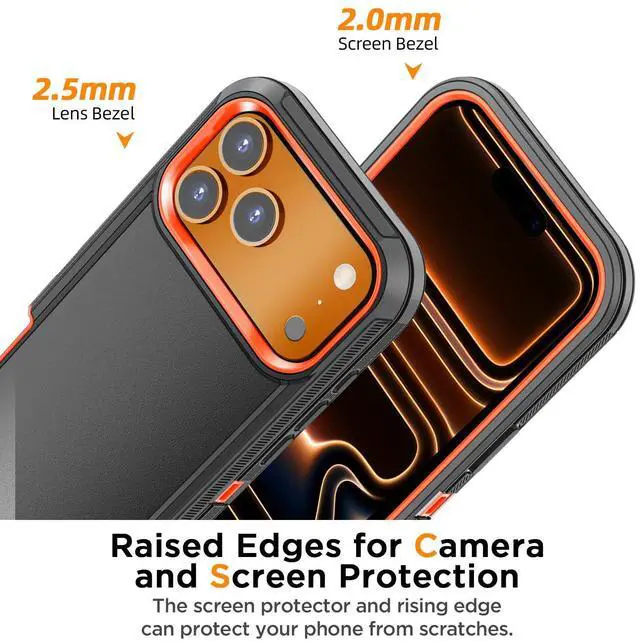 Alt view image 6 of 7 - SZYG Case for Apple iPhone 17 Pro Max Shockproof Heavy Duty 3 in 1 Military Grade Drop Protection Rugged Protective Cover For iPhone 17 Pro Max 6.9 Inch 2025 Orange / Black