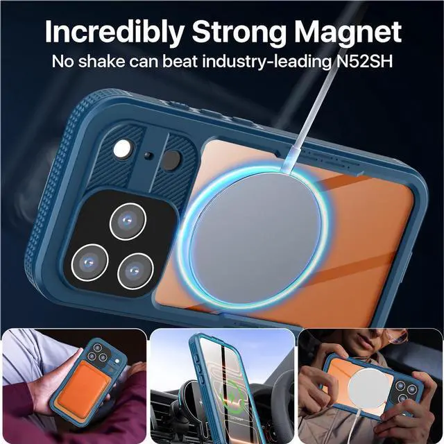 Alt view image 4 of 7 - SZYG Waterproof Case for Apple iPhone 17 Pro Max Magnetic Shockproof Heavy Duty Built-in Screen Protector Compatible with MagSafe IP68 Underwater Full Body Drop Protection Cover For iPhone 17 Pro Max