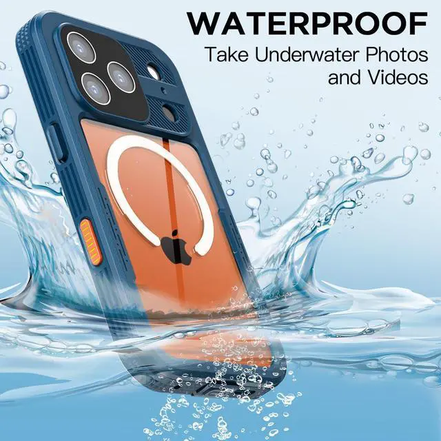Alt view image 3 of 7 - SZYG Waterproof Case for Apple iPhone 17 Pro Max Magnetic Shockproof Heavy Duty Built-in Screen Protector Compatible with MagSafe IP68 Underwater Full Body Drop Protection Cover For iPhone 17 Pro Max