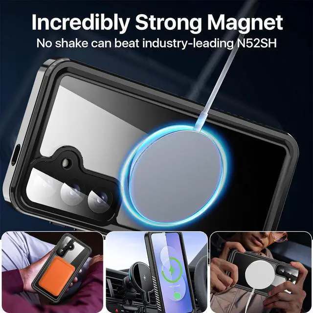 Alt view image 4 of 7 - SZYG Waterproof Case for Samsung Galaxy S25 FE IP68 Underwater MagSafe Magnetic Shockproof Heavy Duty Cover Built-in Screen Protector Full Body Drop Protection For Galaxy S25 FE 6.7 in Black