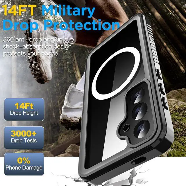 Alt view image 5 of 7 - SZYG Waterproof Case for Samsung Galaxy S25 FE IP68 Underwater MagSafe Magnetic Shockproof Heavy Duty Cover Built-in Screen Protector Full Body Drop Protection For Galaxy S25 FE 6.7 in Black