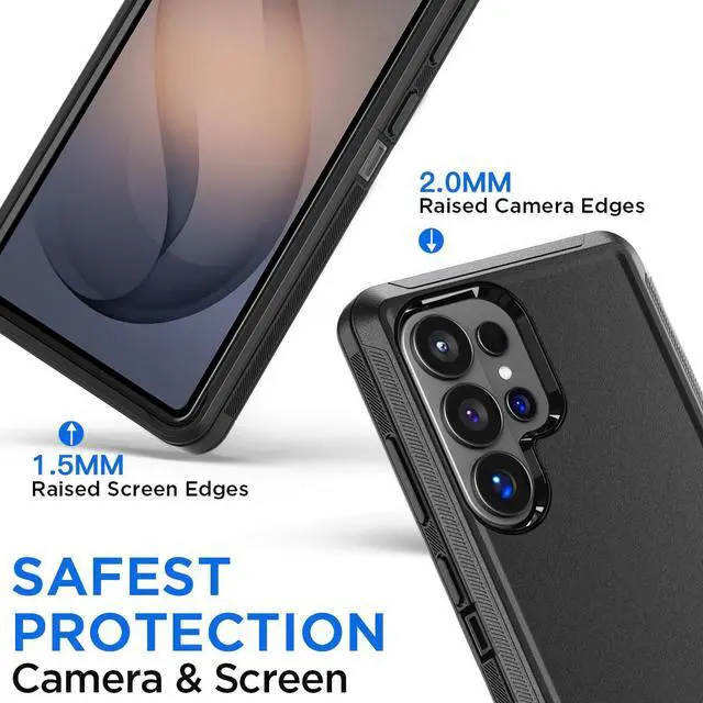 Alt view image 6 of 7 - SZYG Case for Samsung Galaxy S26 Ultra Shockproof Rugged Heavy Duty 3 in 1 Military Grade Drop Protection Protective Cover For Galaxy S26 Ultra 6.9 in 2026 Black