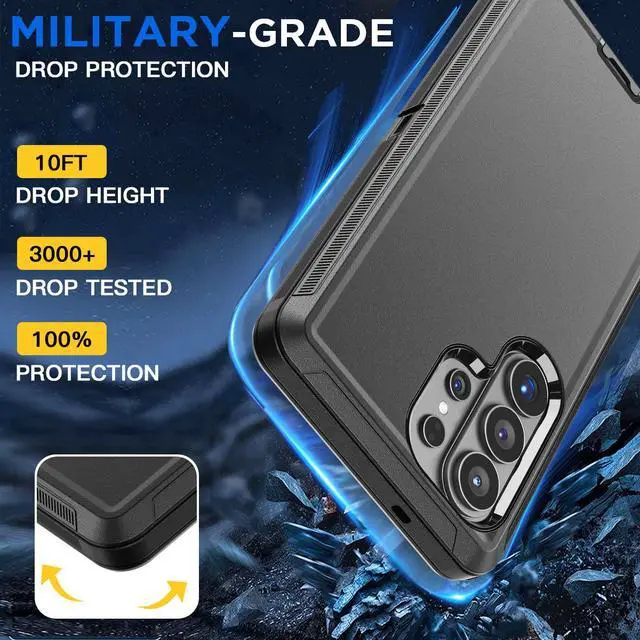 Alt view image 4 of 7 - SZYG Case for Samsung Galaxy S26 Ultra Shockproof Rugged Heavy Duty 3 in 1 Military Grade Drop Protection Protective Cover For Galaxy S26 Ultra 6.9 in 2026 Black