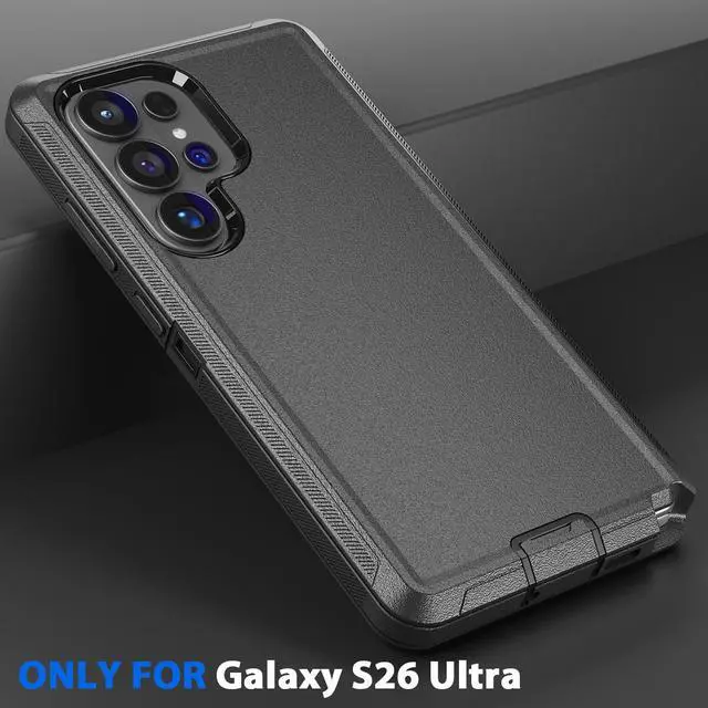 Alt view image 2 of 7 - SZYG Case for Samsung Galaxy S26 Ultra Shockproof Rugged Heavy Duty 3 in 1 Military Grade Drop Protection Protective Cover For Galaxy S26 Ultra 6.9 in 2026 Black
