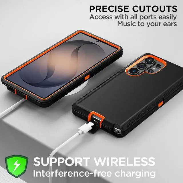 Alt view image 5 of 6 - SZYG Rugged Case for Samsung Galaxy S26 Ultra Shockproof Heavy Duty 3 Layer Military Drop Protection Phone Cover For Galaxy S26 Ultra 6.9 in 2026 Orange+Black
