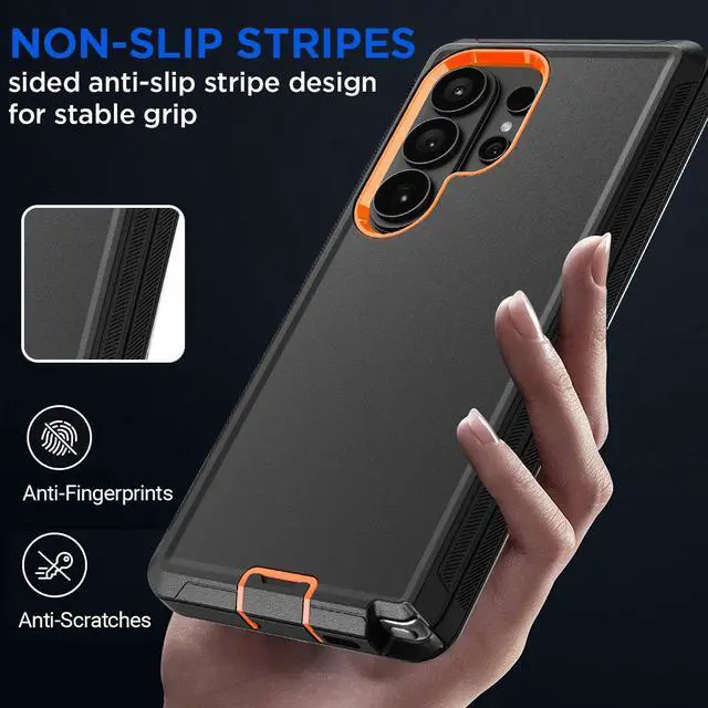 Alt view image 6 of 6 - SZYG Rugged Case for Samsung Galaxy S26 Ultra Shockproof Heavy Duty 3 Layer Military Drop Protection Phone Cover For Galaxy S26 Ultra 6.9 in 2026 Orange+Black