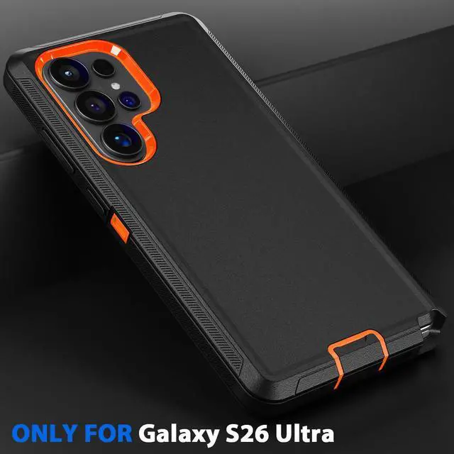 Alt view image 2 of 6 - SZYG Rugged Case for Samsung Galaxy S26 Ultra Shockproof Heavy Duty 3 Layer Military Drop Protection Phone Cover For Galaxy S26 Ultra 6.9 in 2026 Orange+Black
