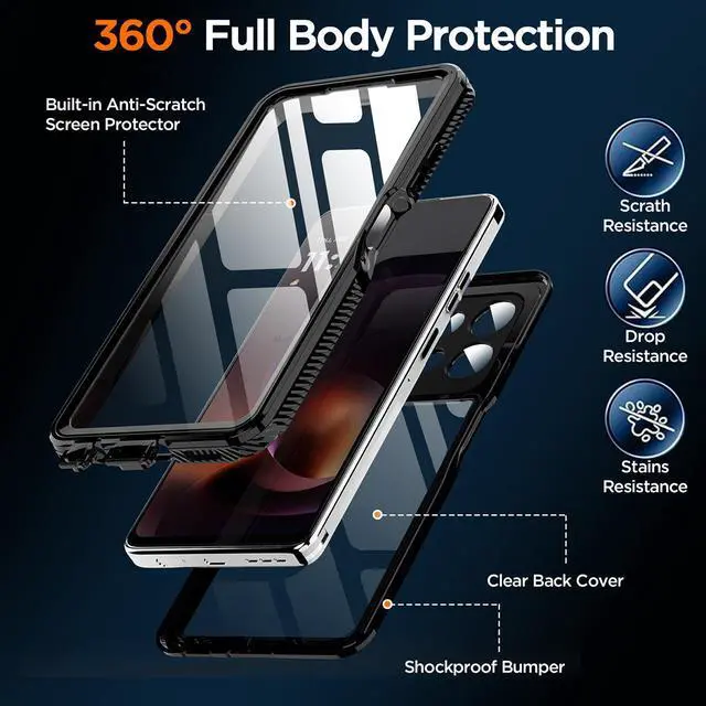 Alt view image 3 of 7 - SZYG Waterproof Phone Case For Motorola Moto G Power 2026 Case IP68 Underwater Full Body Drop Protection Shockproof Dustproof Heavy Duty Cover for Moto G Power 5G 6.8 inch 2026