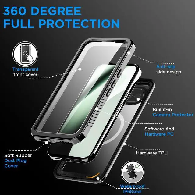 Alt view image 3 of 7 - SZYG Waterproof Case for Google Pixel 10a IP68 Underwater MagSafe Magnetic Shockproof Heavy Duty Cover Built-in Screen Protector Full Body Drop Protection For Pixel 10a 6.3 in