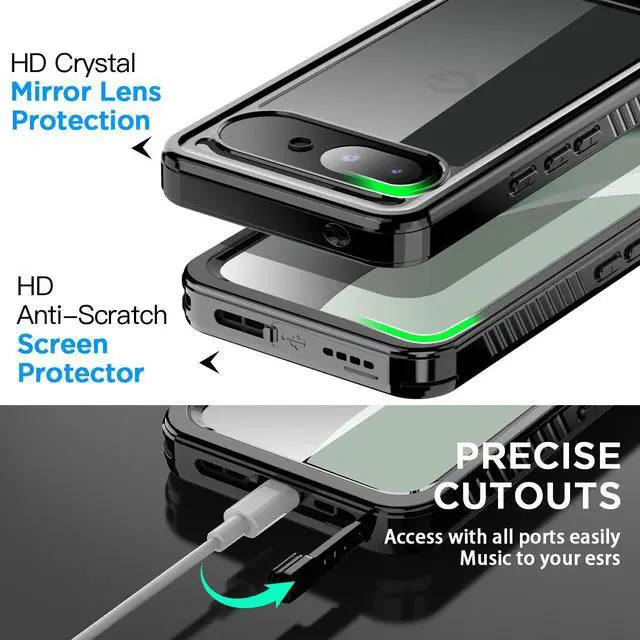 Alt view image 7 of 7 - SZYG Waterproof Case for Google Pixel 10a IP68 Underwater Shockproof Case Dustproof Heavy Duty Military Drop Proof Cover Full Body Protection Built-in Screen Protector for Pixel 10a 6.3 in 2026