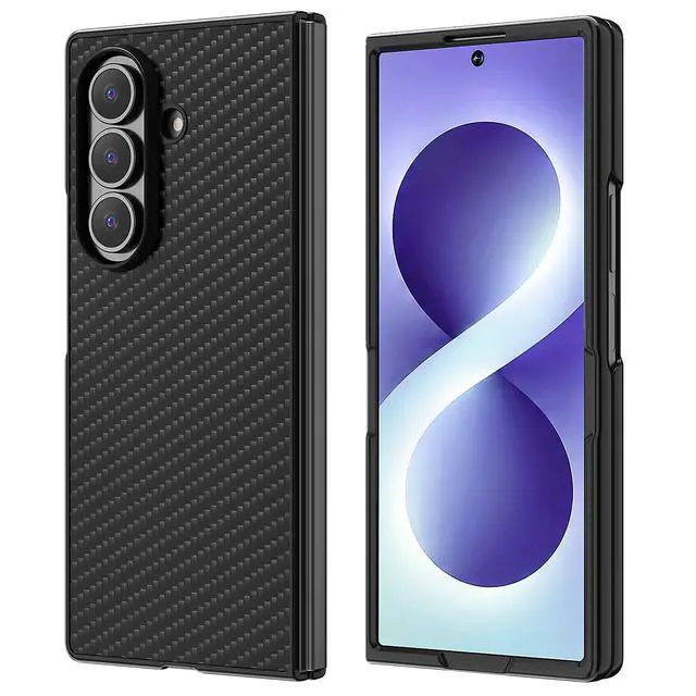 Alt view image 2 of 7 - SZYG Carbon Fiber Case for Samsung Galaxy Z Fold 8 Ultra 8.0" (2026) Black Shockproof Heavy Duty Protective Cell Phone Cover Slim Back Drop Protection Case for Galaxy Z Fold8 Ultra 5G