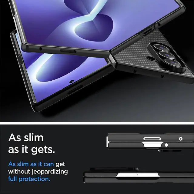 Alt view image 5 of 7 - SZYG Carbon Fiber Case for Samsung Galaxy Z Fold 8 Ultra 8.0" (2026) Black Shockproof Heavy Duty Protective Cell Phone Cover Slim Back Drop Protection Case for Galaxy Z Fold8 Ultra 5G