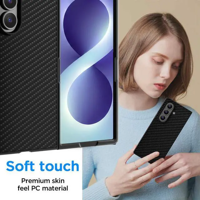 Alt view image 6 of 7 - SZYG Carbon Fiber Case for Samsung Galaxy Z Fold 8 Ultra 8.0" (2026) Black Shockproof Heavy Duty Protective Cell Phone Cover Slim Back Drop Protection Case for Galaxy Z Fold8 Ultra 5G