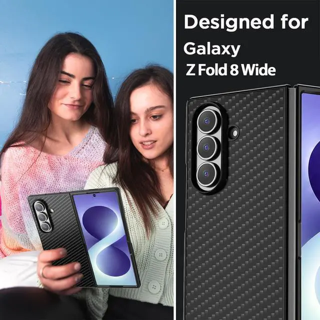 Alt view image 4 of 7 - SZYG Carbon Fiber Case for Samsung Galaxy Z Fold 8 Ultra 8.0" (2026) Black Shockproof Heavy Duty Protective Cell Phone Cover Slim Back Drop Protection Case for Galaxy Z Fold8 Ultra 5G