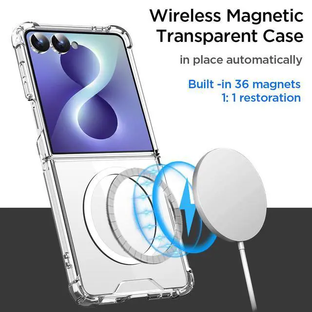 Alt view image 3 of 7 - SZYG Clear Case for Samsung Galaxy Z FLIP 8 5G MagSafe Magnetic Shockproof Heavy Duty Protective Phone Cover Slim Back Transparnt Case for Galaxy Z Flip8 2026