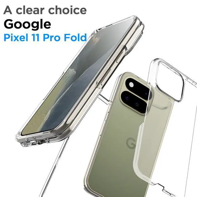 Alt view image 5 of 7 - SZYG For Google Pixel 11 Pro Fold 8 inch 2026 Case Clear Shockproof Heavy Duty Bumper Transparent Slim Protective PC Back Cover