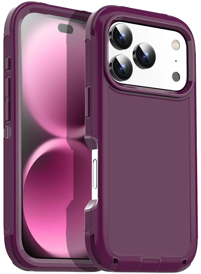 Main image of SZYG for Apple iPhone 18 Pro Max 2026 Phone Case Rugged Heavy Duty Shockproof Military-Grade 3 in 1 Protection Cover Burgundy