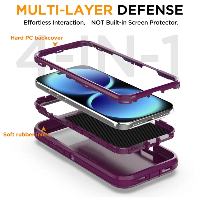 Alt view image 5 of 7 - SZYG for Apple iPhone 18 Pro Max 2026 Phone Case Rugged Heavy Duty Shockproof Military-Grade 3 in 1 Protection Cover Burgundy