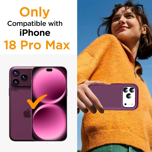 Alt view image 3 of 7 - SZYG for Apple iPhone 18 Pro Max 2026 Phone Case Rugged Heavy Duty Shockproof Military-Grade 3 in 1 Protection Cover Burgundy