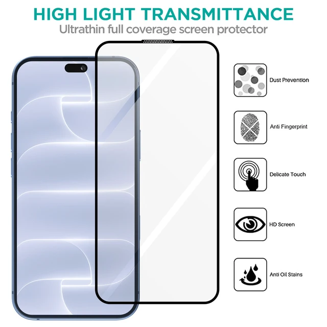 Alt view image 3 of 7 - SZYG 2 Pack for Apple iPhone 18 Pro Tempered Glass Screen Protector & Camera Lens Protector, 9H Hardness, Support Fingerprint Unlock, Bubble-Free for iPhone 18 Pro 6.3" 2026