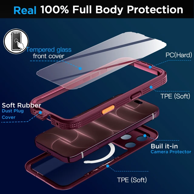 Alt view image 5 of 7 - SZYG Waterproof Case for Apple iPhone 18 Pro Max IP68 Certificated Underwater MagSafe Magnetic Case Built-in Screen Protector Full Body Military Rugged Protection Dustproof Heavy Duty Drop Proof Cover
