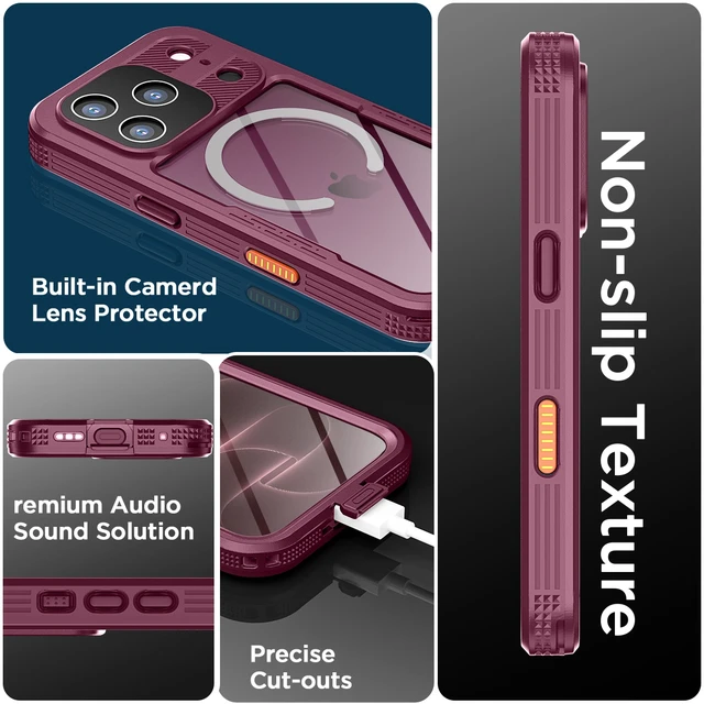 Alt view image 6 of 7 - SZYG Waterproof Case for Apple iPhone 18 Pro Max IP68 Certificated Underwater MagSafe Magnetic Case Built-in Screen Protector Full Body Military Rugged Protection Dustproof Heavy Duty Drop Proof Cover