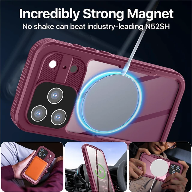 Alt view image 4 of 7 - SZYG Waterproof Case for Apple iPhone 18 Pro Max IP68 Certificated Underwater MagSafe Magnetic Case Built-in Screen Protector Full Body Military Rugged Protection Dustproof Heavy Duty Drop Proof Cover