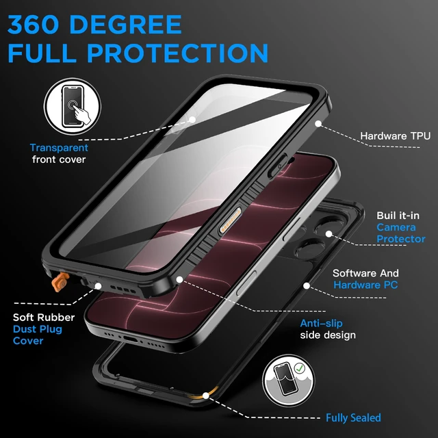 Alt view image 4 of 7 - SZYG Waterproof Case for Apple iPhone 18 Pro Max 6.9 inch IP68 Underwater Shockproof Case Built-in Screen Protector Rugged Full Body Protection Dustproof Heavy Duty Military Drop Proof Cover