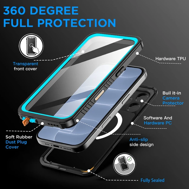 Alt view image 3 of 7 - SZYG Waterproof Case for Apple iPhone 18 Pro IP68 Certificated Underwater Shockproof MagSafe Case Built-in Screen Protector Rugged Military Full Body Protection Heavy Duty Magnetic Cover