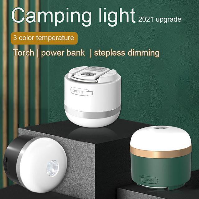 Greenbar Mini tent light with outdoor camping light USB rechargeable LED  emergency power bank Multifunctional camping light White Handheld  Flashlight,Camping Accessories Lights LED Black 