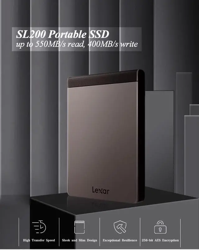 Alt view image 6 of 7 - Lexar  Mobile Solid State Hard Drive 512GB External Disk Hard Drive  USB 3.1 TYPE-C Original SL200 For Laptop Desktop Read 550MB/s write 400MB/s 512GB USB 3.1 TYPE-C 2TB
