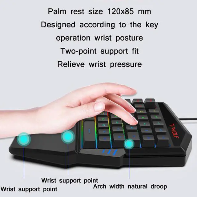 Alt view image 2 of 5 - T-WOLF Mobile Gaming One-Handed KeyboardSpecification T19 Keyboard