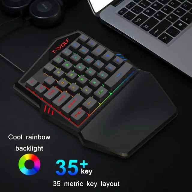 Alt view image 4 of 5 - T-WOLF Mobile Gaming One-Handed KeyboardSpecification T19 Keyboard